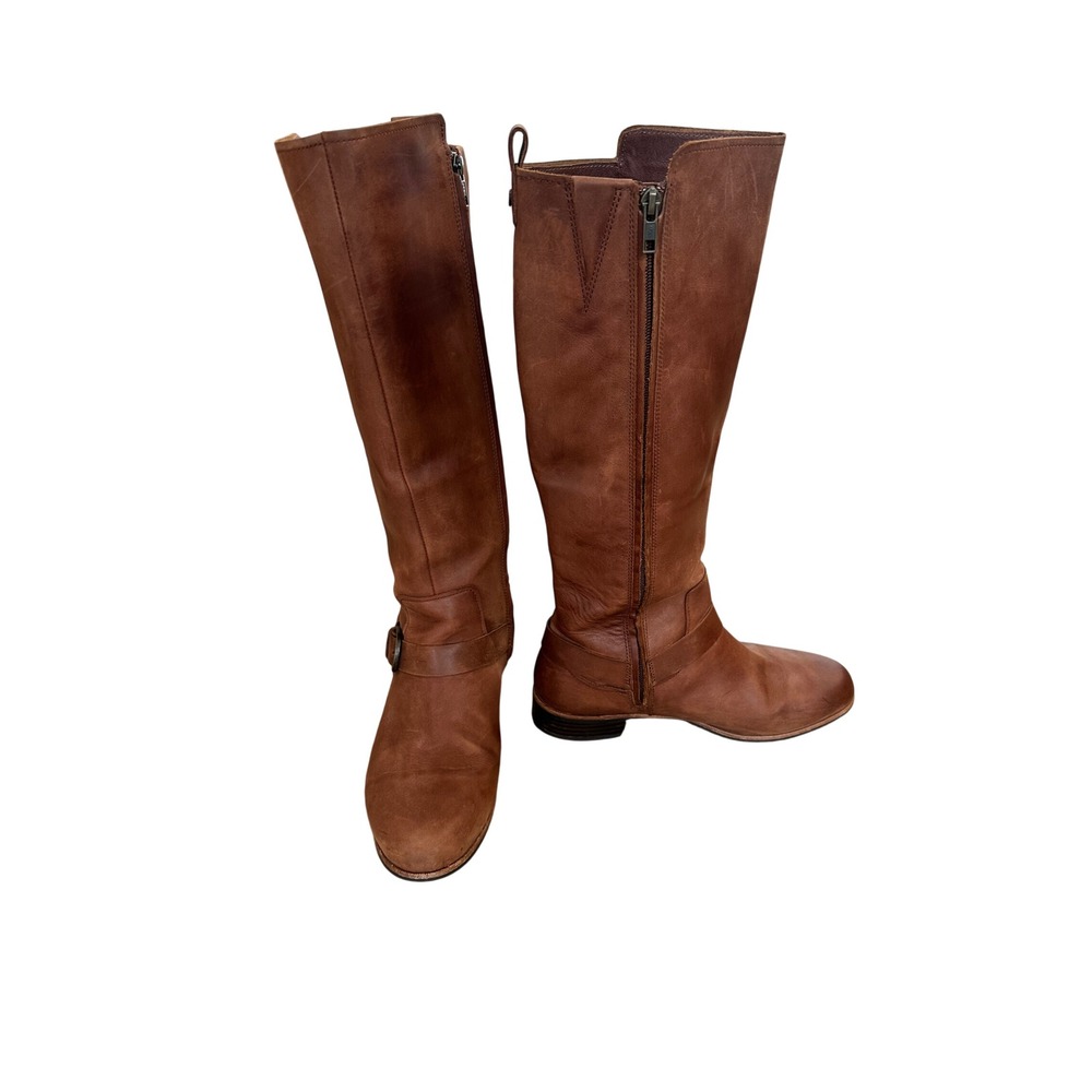 UGG Women's Brown Katelynn Leather Knee‎ High Riding Boots Buckle Side Zip 10 - Picture 7 of 8